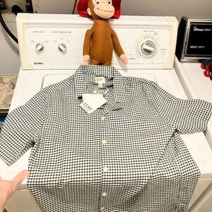 NWT EDIT Jason Wu Mens M Gingham Check Button Up Short Sleeve Shirt Wool Blend